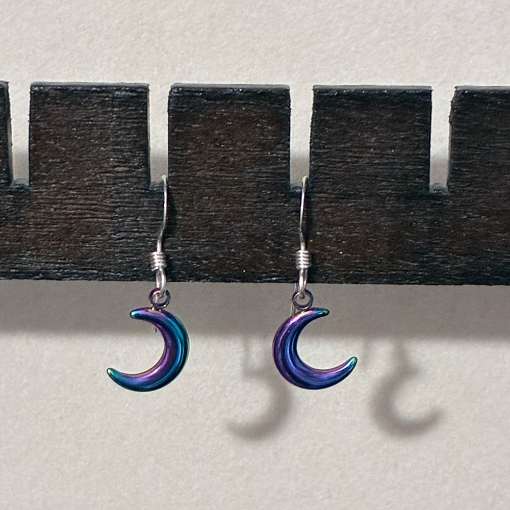 Iridescent Crescent Moon Earrings
